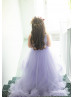 One Shoulder Lavender Tulle High Low Flower Girl Dress One Shoulder Lavender Tulle High Low Flower Girl Dress